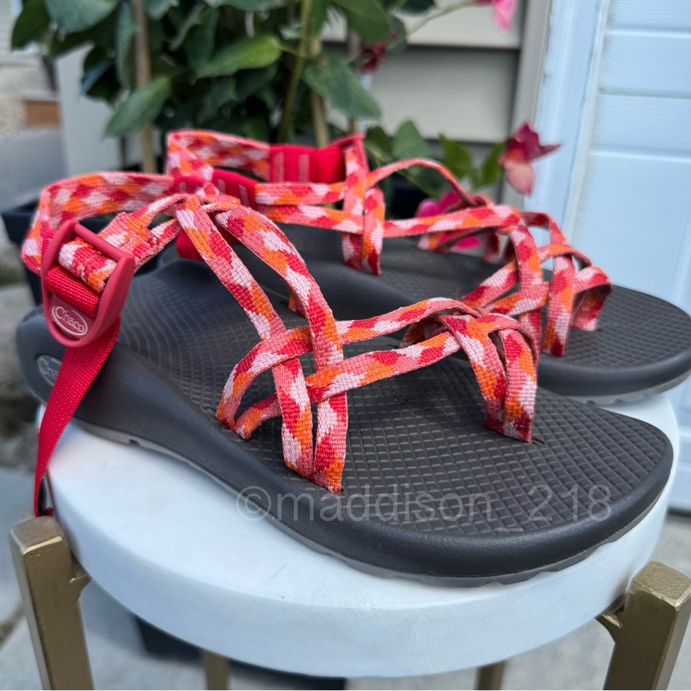 Chaco ZX/2 Dual Strap Classic Sandals Quilt Peach Pink Orange size 8 women’s - Picture 2 of 10